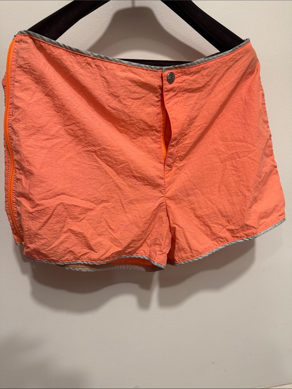DKNY Coral-Orange Athletic Shorts with Gray Trim
